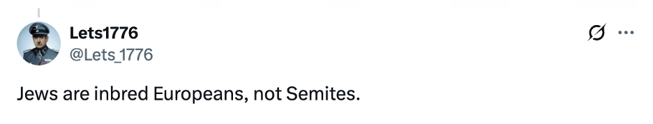 Tweet: Jews are inbred Europeans, not Semites.